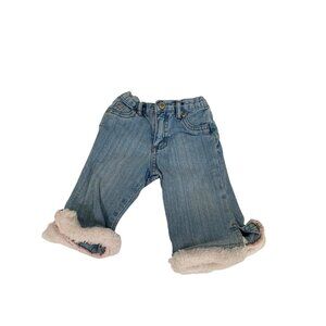 Vintage Old Navy Baby Girls Infant Baby Size 6 12 Months Fur Trim Jeans Pants Je